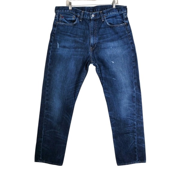 COPY Polo Ralph Lauren Cortland Blue Jean Men 36x32 Distressed Wide Leg (38x31.5 - Picture 13 of 13